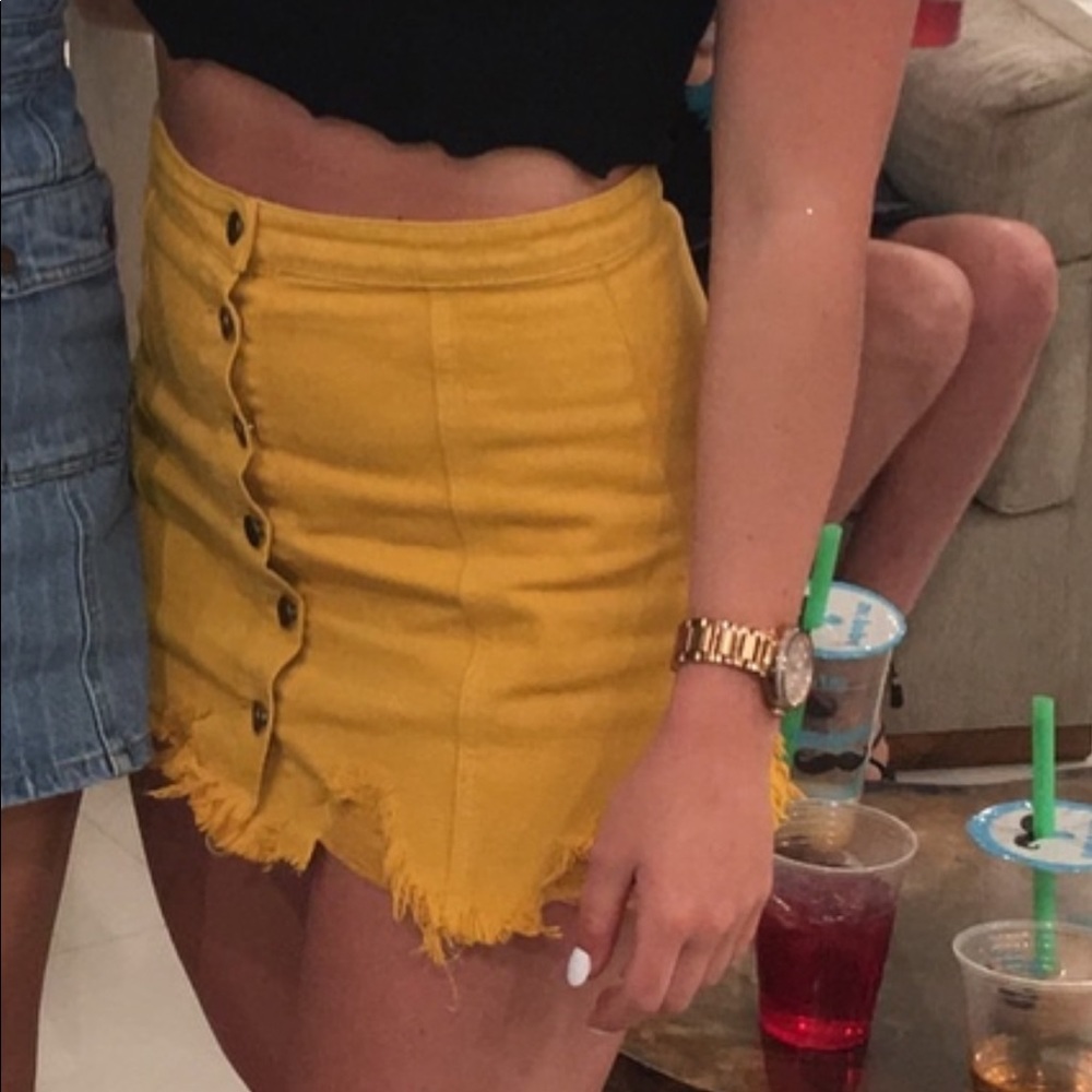yellow denim skirt boutique brand